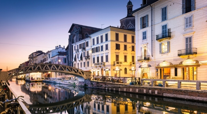 A photo of Milan, Italy during the evening